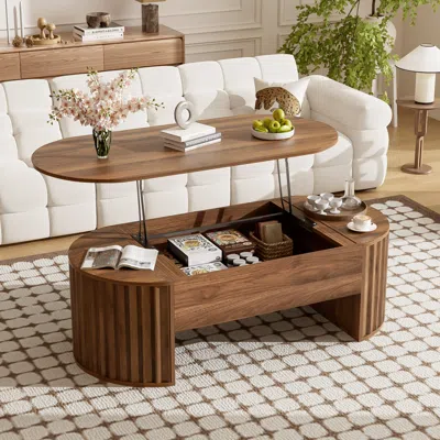 STREAMDALE FURNITURE STREAMDALE 47.2" LIFT TOP COFFEE TABLE W/ HIDDEN COMPARTMENT, MODERN OVAL TABLE