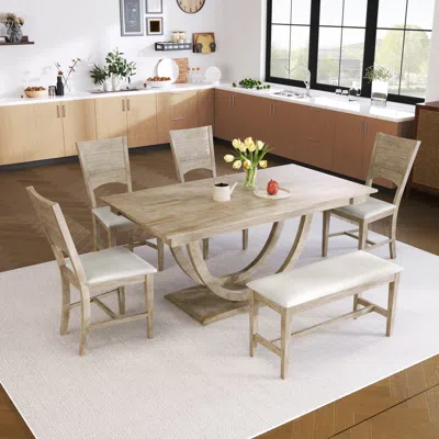 STREAMDALE FURNITURE STREAMDALE 6-PIECE MODERN DINING SET WITH LONG BENCH