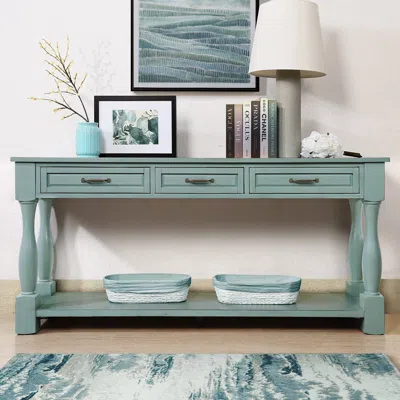 STREAMDALE FURNITURE STREAMDALE 63" WOOD CONSOLE TABLE WITH DRAWERS & SHELF