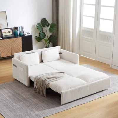 STREAMDALE FURNITURE STREAMDALE 64.5" 3-IN-1 SLEEPER SOFA WITH PULLOUT BED, PILLOWS, POCKETS