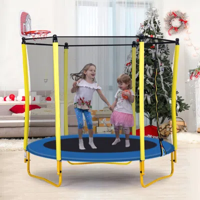 STREAMDALE FURNITURE STREAMDALE 65" MINI TODDLER TRAMPOLINE WITH ENCLOSURE AND BASKETBALL HOOP