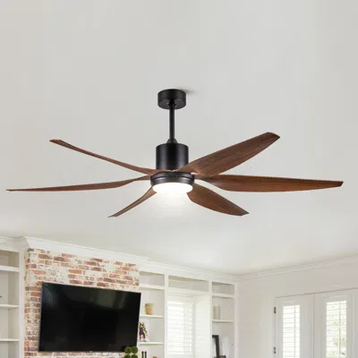 STREAMDALE FURNITURE STREAMDALE 66" VINTAGE CEILING FAN LIGHTING WITH BROWN BLADES IN INTEGRATED