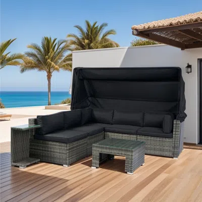 STREAMDALE FURNITURE STREAMDALE 7-PIECE PATIO FURNITURE SET WITH RETRACTABLE CANOPY & WASHABLE