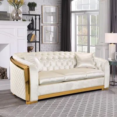 STREAMDALE FURNITURE STREAMDALE 84" VELVET LUXURY CHESTERFIELD SOFA SET
