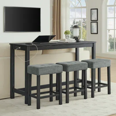STREAMDALE FURNITURE STREAMDALE BAR TABLE SET WITH OUTLETS & STOOLS