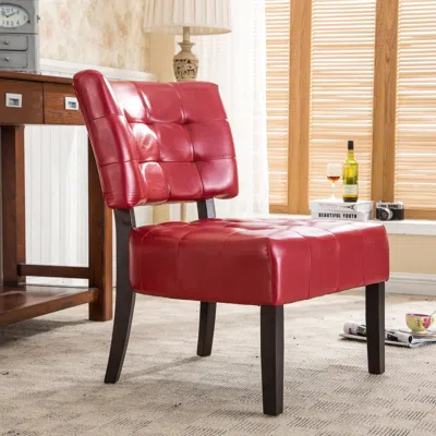 STREAMDALE FURNITURE STREAMDALE BLENDED LEATHER TUFTED ACCENT CHAIR WITH OVERSIZED SEATING