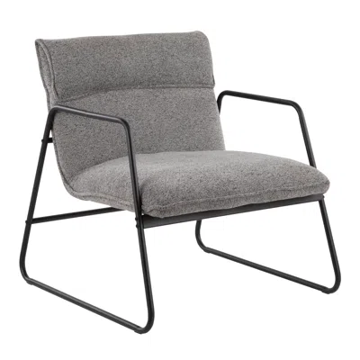 STREAMDALE FURNITURE STREAMDALE CASPER INDUSTRIAL ARM CHAIR IN BLACK STEEL AND GREY NOISE FABRIC