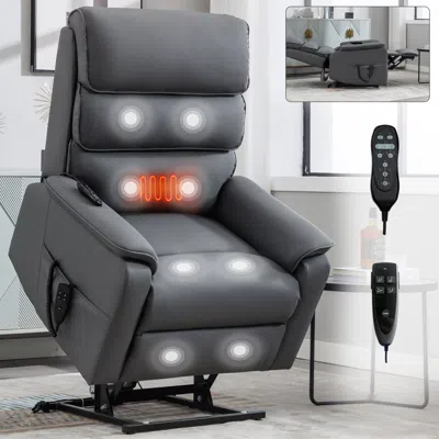STREAMDALE FURNITURE STREAMDALE CAT-PROOF LEATHER POWER LIFT RECLINER CHAIR WITH MASSAGE