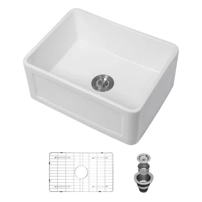 STREAMDALE FURNITURE STREAMDALE CERAMIC 24 INCH KITCHEN SINGLE BOWL FARMHOUSE SINK RECTANGULAR