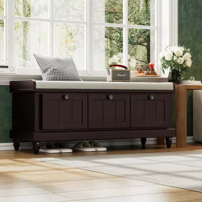 STREAMDALE FURNITURE STREAMDALE CLASSIC STORAGE BENCH WITH CUSHIONED SEAT AND THREE DRAWERS FOR ENTRYWAY AND LIVING ROOM 