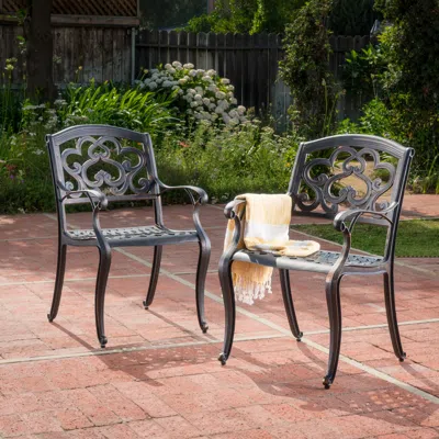 STREAMDALE FURNITURE STREAMDALE CLOUD-SHAPED CAST ALUMINUM DINING CHAIRS RUST-RESISTANT ELEGANCE