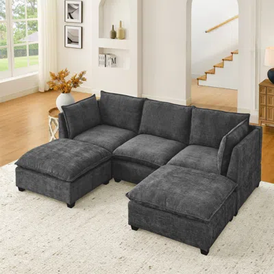 STREAMDALE FURNITURE STREAMDALE COMFY CLOUD COUCH SECTIONAL SOFA WITH OTTOMANS (GREY)