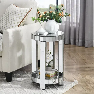 STREAMDALE FURNITURE STREAMDALE CRYSTAL INLAY MIRROR COFFEE TABLE WITH STORAGE