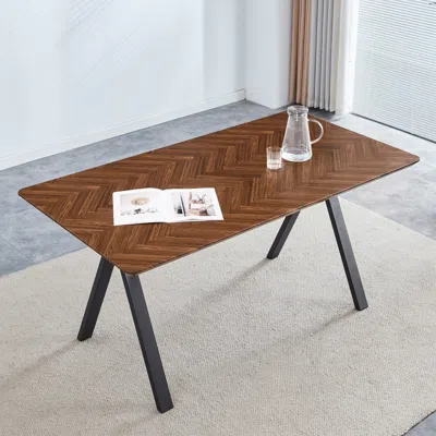 STREAMDALE FURNITURE STREAMDALE DARK BROWN HERRINGBONE MDF DINING TABLE - 63" X 33"