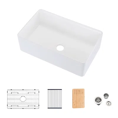 STREAMDALE FURNITURE STREAMDALE FIRECLAY 33 L X 20 W WORKSTATION FARMHOUSE KITCHEN SINK