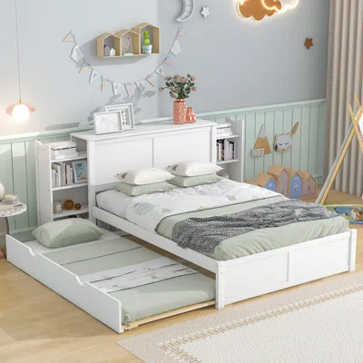 STREAMDALE FURNITURE STREAMDALE FULL SIZE STORAGE PLATFORM BED WITH PULL OUT SHELVES AND TWIN SIZE