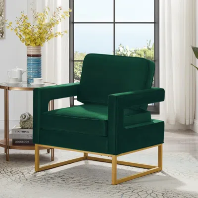 STREAMDALE FURNITURE STREAMDALE GOLD BASE VELVET ACCENT CHAIR, JADE