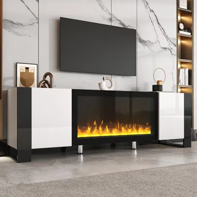 STREAMDALE FURNITURE STREAMDALE HIGH GLOSS ELECTRIC FIREPLACE TV STAND