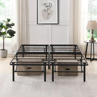 STREAMDALE FURNITURE STREAMDALE KING METAL FOLDING BED FRAME - HEAVY DUTY STEEL SLATS, BLACK