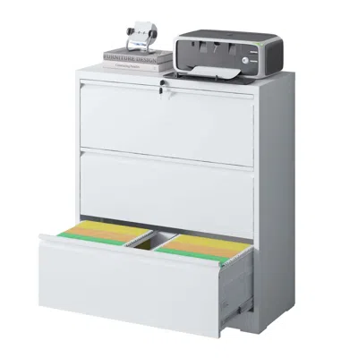 STREAMDALE FURNITURE STREAMDALE LOCKABLE 3-DRAWER LATERAL FILE CABINET (WHITE)