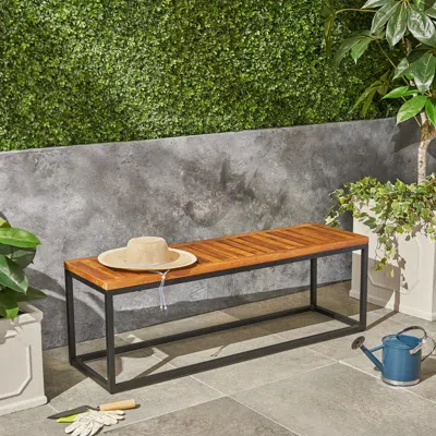 STREAMDALE FURNITURE STREAMDALE MODERN ACACIA WOOD BENCH: CHIC AND ELEGANT OUTDOOR RETREAT