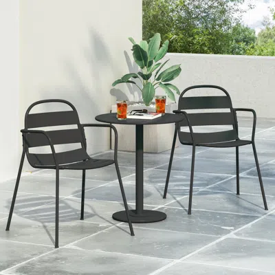 STREAMDALE FURNITURE STREAMDALE MODERN BISTRO SET: CURVED FRAMES, OPEN SLATS, ROUND TABLE, MATTE FINISH