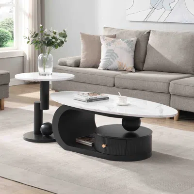 STREAMDALE FURNITURE STREAMDALE MODERN NESTING COFFEE TABLE SET - OVAL & ROUND