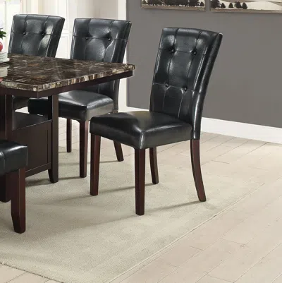 STREAMDALE FURNITURE STREAMDALE MODERN PARSON CHAIRS BLACK FAUX LEATHER TUFTED SET OF 2 SIDE CHAIRS