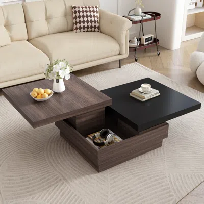 STREAMDALE FURNITURE STREAMDALE MODERN ROTATABLE SQUARE COFFEE TABLE WITH HIDDEN STORAGE