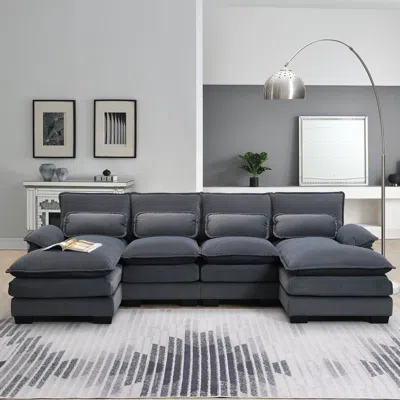 STREAMDALE FURNITURE STREAMDALE MODERN U-SHAPED SECTIONAL SOFA WITH SLEEPER AND CHAISE