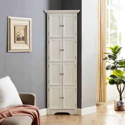 STREAMDALE FURNITURE STREAMDALE MODERN WHITE TALL STORAGE CABINET WITH DOORS AND 4 SHELVES