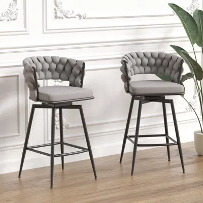 STREAMDALE FURNITURE STREAMDALE MODERN WOVEN SWIVEL BAR STOOLS WITH COMFORTABLE UPHOLSTERED SEAT