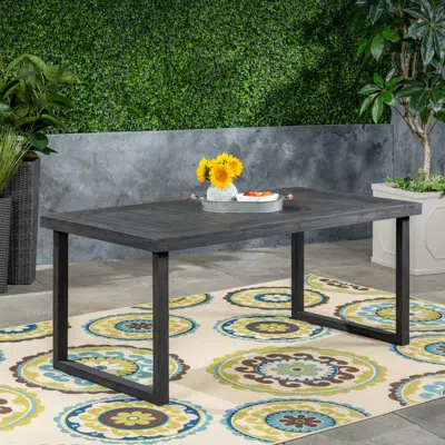STREAMDALE FURNITURE STREAMDALE OUTDOOR 69" ACACIA WOOD DINING TABLE, SANDBLAST DARK GRAY FINISH