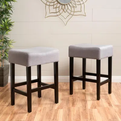 STREAMDALE FURNITURE STREAMDALE PLUSH FABRIC COUNTER STOOLS WITH RUBBER-WOOD LEGS (SET OF 2)