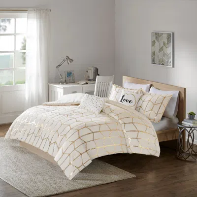 STREAMDALE FURNITURE STREAMDALE RAINA METALLIC PRINTED COMFORTER SET