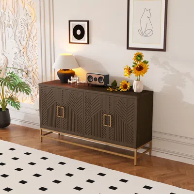 STREAMDALE FURNITURE STREAMDALE RETRO SIDEBOARD WITH ADJUSTABLE SHELVES AND METAL ACCENTS