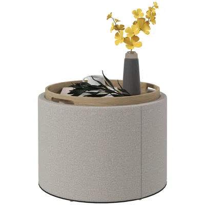 STREAMDALE FURNITURE STREAMDALE ROUND STORAGE OTTOMAN COFFEE TABLE WITH FLIP TOP TRAY