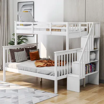 STREAMDALE FURNITURE STREAMDALE STAIRWAY TWIN-OVER-FULL BUNK BED WITH STORAGE AND GUARD RAIL