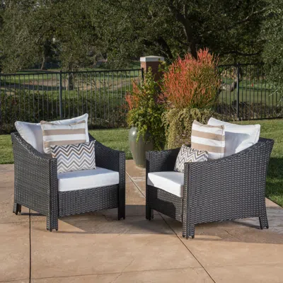 STREAMDALE FURNITURE STREAMDALE STYLISH, COMFORTABLE, WATER-RESISTANT WICKER CLUB CHAIRS FOR OUTDOOR ELEGANCE