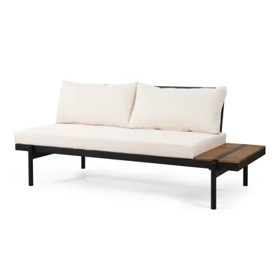 STREAMDALE FURNITURE STREAMDALE THEO 2-SEATER SOFA: ACACIA WOOD, WATER-RESISTANT CUSHIONS, IRON FRAME