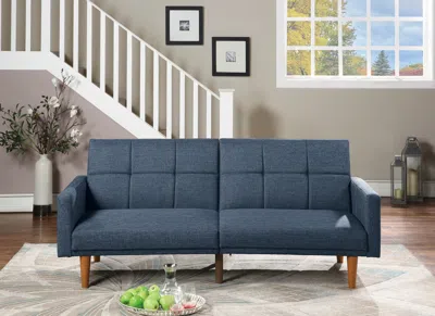 STREAMDALE FURNITURE STREAMDALE TRANSITIONAL NAVY SOFA WITH TUFTED CUSHION