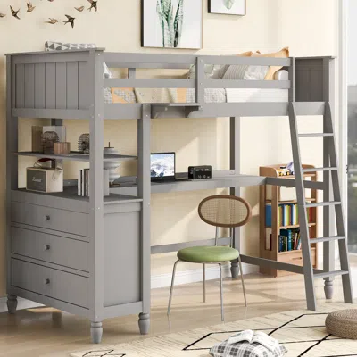 STREAMDALE FURNITURE STREAMDALE TWIN SIZE LOFT BED WITH DRAWERS AND DESK