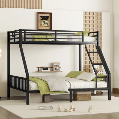 STREAMDALE FURNITURE STREAMDALE TWIN XL OVER QUEEN METAL BUNK BED WITH LADDER AND SLATS SUPPORT FOR ADULTS TEENS