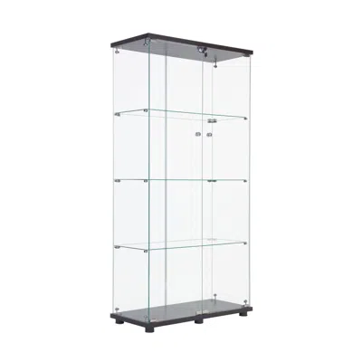STREAMDALE FURNITURE STREAMDALE TWO DOOR GLASS CABINET GLASS DISPLAY CABINET WITH 4 SHELVES, BLACK
