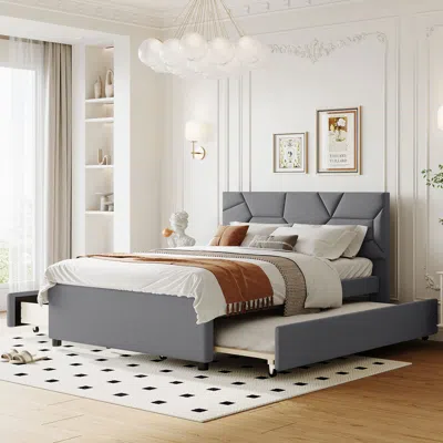 STREAMDALE FURNITURE STREAMDALE UPHOLSTERED PLATFORM BED WITH TRUNDLE AND DRAWERS