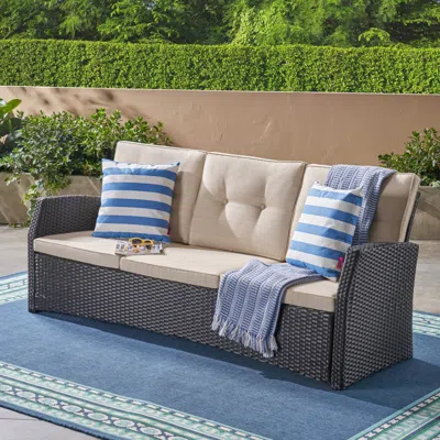 STREAMDALE FURNITURE STREAMDALE WEATHER-RESISTANT 3-SEATER OUTDOOR SOFA WITH STEEL FRAME AND WATER-REPELLENT CUSHIONS