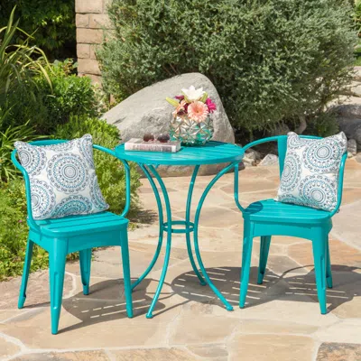 STREAMDALE FURNITURE STREAMDALE WHIMSICAL OUTDOOR BISTRO SET: DURABLE IRON TABLE AND CHAIRS WITH WATER-RESISTANT FINISH