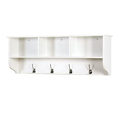 STREAMDALE FURNITURE STREAMDALE WHITE ENTRYWAY WALL MOUNTED COAT RACK WITH 4 DUAL HOOKS LIVING ROOM