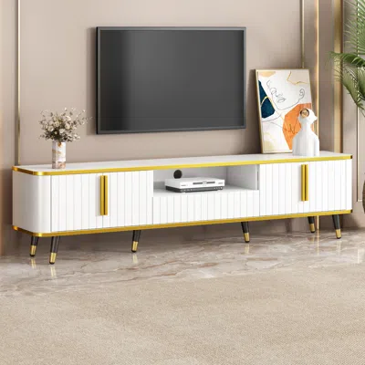 STREAMDALE FURNITURE STREAMDALE WHITE MEDIA CONSOLE FOR TVS UP TO 85"