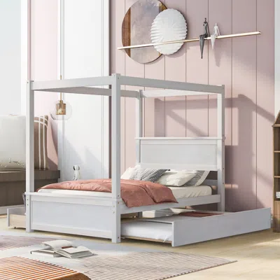 STREAMDALE FURNITURE STREAMDALE WOOD CANOPY BED WITH TRUNDLE AND DRAWERS